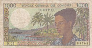 1000 Francs Vg Banknote From Comores 1984 Pick - 11