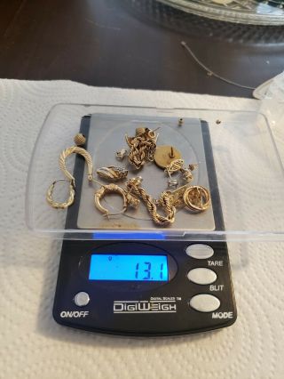 14k And 10k Scrap Gold 13.  1g Few Small Natural Diamonds One Day