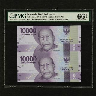 2016 Indonesia Bank Indonesia 10000 Rupiah Pick 157a1 Pmg 66 Epq Gem Unc