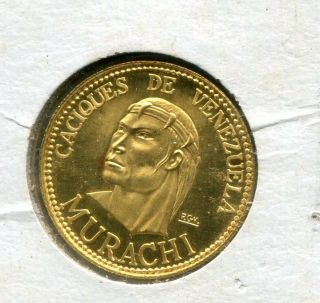 1957 Venezuela Gold Coin - Indian Murachi - Caciques De Venezuela - 4.  3 Grams
