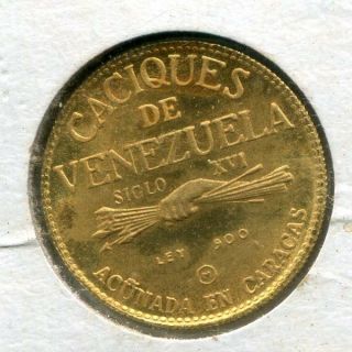 1957 Venezuela Gold Coin - Indian MURACHI - Caciques de Venezuela - 4.  3 GRAMS 2