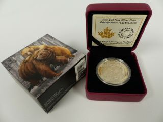 2015 Canada 20 Dollars Fine Silver Coin Grizzly Bear