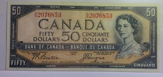 1954 Bank Of Canada 50 Dollar - Beattie - Coyne - A/h - Devils Face
