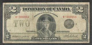 1923 $2.  00 Dc - 26k Vg - F Scarce Prince Of Wales Old Dominion Of Canada Two Dollars