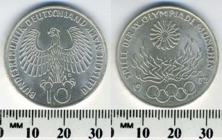 Federal Republic Of Germany 1972 D - 10 Mark Silver Coin - Munich Oympics - 3