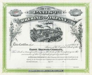 19_ Pabst Brewing Co Stock Certificate