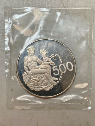 1975 Cyprus 500 Mils,  Silver Proof,  Hercules & Nemean Lion