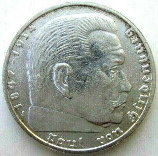 Germany Coins,  2 Reichsmark 1939,  Hindenburg,  Third Reich,  Silver 0.  625.