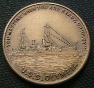 1898 U.  S.  S.  Olympia Medallion Made From Propeller Admiral Dewey 