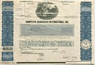 Ca Technologies Computer Associates International Technology Stock Certificate