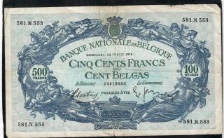 500 Francs From Belgium 1938