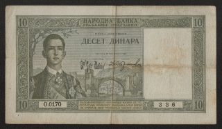 Yugoslavia (p035) 10 Dinara 1939 Vf/vf,