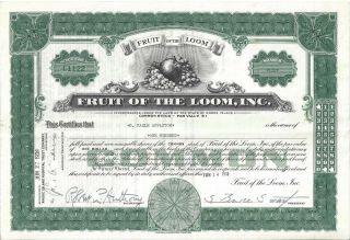 Fruit Of The Loom Inc.  1938 Common Stock Certificate
