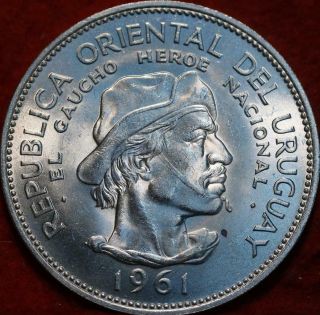 Uncirculated 1961 Uruguay 10 Pesos Silver Foreign Coin