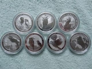 2013 To 2019 Australian Silver Kookaburra 1 Oz (set Of 7 Coins)