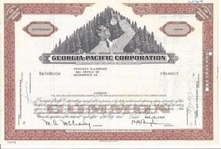 Georgia - Pacific Corporation.  1965 Common Stock Certificate