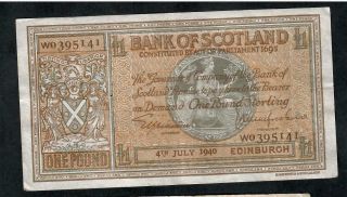 1 Pound From Scotland 1940 Fine