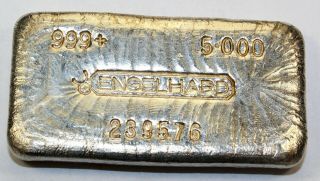 Canadian / Canada Engelhard 5 Oz.  999 Fine Silver Pour / Poured Bar - Bullhorns