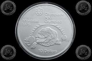 Canada 10 Dollars 1975 (montreal Olympics - Shot Put) Silver Commem.  Coin Unc