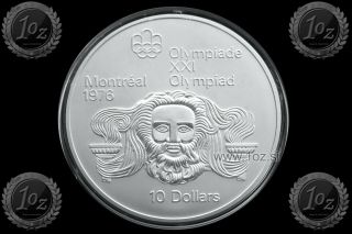Canada 10 Dollars 1974 (montreal Olympics - Zeus Head) Silver Commem.  Coin Unc