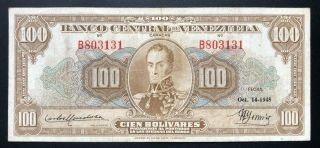 Venezuela 100 Bolívares 14 Octubre 1948,  B6 " F/vf "