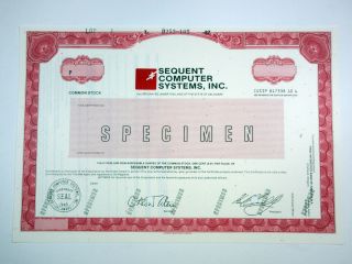 Sequent Computer Systems,  Inc.  1987 Odd Shares Stock Cert Xf Abn Now Part Of Ibm