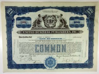 United Business Publishers,  Inc. ,  1933 100 I/u Stock Certificate,  Vf