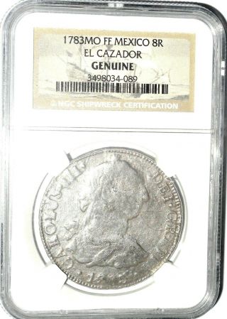 1783 Mo Ff Mexico 8 Reales El Cazador 8r Shipwreck Coin,  Ngc Certified,
