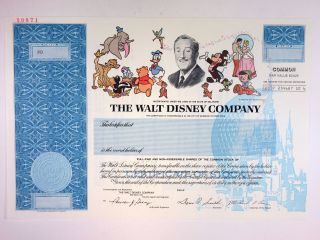 The Walt Disney Co.  1993 Specimen Stock Cert Colorful Disney Characters Xf Jbn