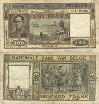 Belgium - 100 Francs 1946 P.  126