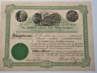The Goldfield Liberty Gold Mines Company Stock,  1905,  Nevada
