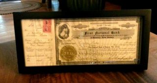 1923 First National Bank Of Ramsey Jersey Framed Old Stock Certificate