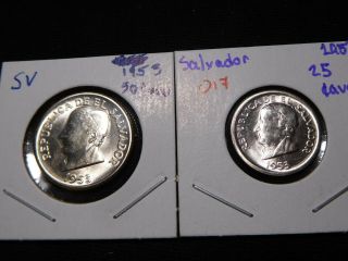 O17 El Salvador 1953 25 & 50 Centavos Gem Bu