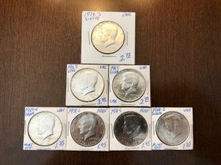 (7) Kennedy Silver Half Dollars (2 Proof & 4 Sms) All 7 Uncirculated