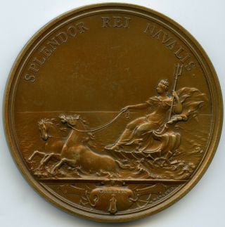 France Bronze Medal By Mauger Louis Xiv Tribute To The Navy 73mm 180gr