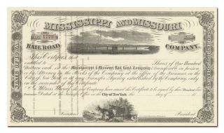 Mississippi And Missouri Rail Road Company Stock Certificate (1800 