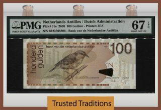 Tt Pk 31e 2008 Netherlands Antilles 100 Gulden Pmg 67 Epq Gem Unc