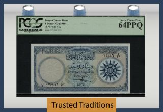 Tt Pk 53a Nd (1959) Iraq Central Bank 1 Dinar Pcgs 64 Ppq Very Choice
