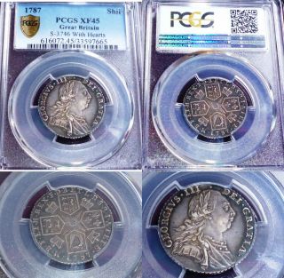 1787 Great Britain Shilling Km 607.  1 S - 3746 With Hearts Pcgs Xf45