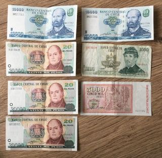 3x Banco Central De Chile 20,  000 Pesos Banknote 2008,  2x 10000,  More