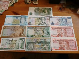 G8 Gibraltar,  Jersey,  Guernsey,  Scotland Assorted Unc Bank Note Group 10 Notes