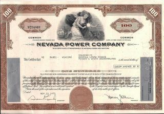 Stock Certificate Nevada Power Comp.  1973 Broker Merrill Lynch