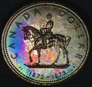 1973 Silver $1 Iccs Sp - 67 Neon Rainbow Toning - Wow