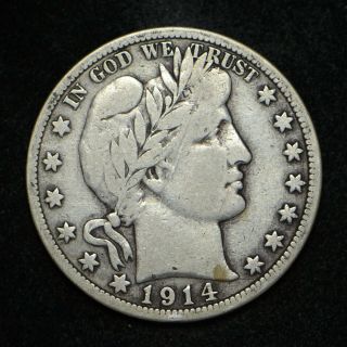 1914 - S Barber Silver Half Dollar (bb2576)