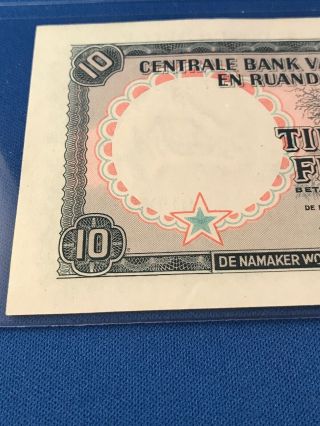 Congo Belge Ruanda Urundi Banknote 10 Francs 1955 Belgian Congo UNC Crisp 5