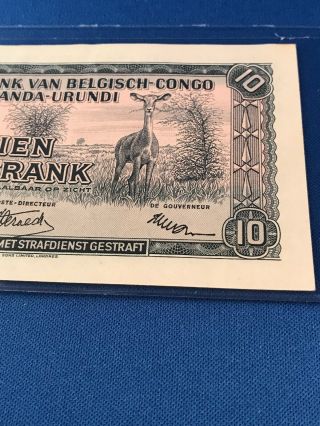 Congo Belge Ruanda Urundi Banknote 10 Francs 1955 Belgian Congo UNC Crisp 6