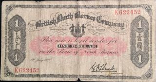 British North Borneo:$1 One Dollar P 29 1940 Ww2 Sabah Malaya Wwii Scarce Fine