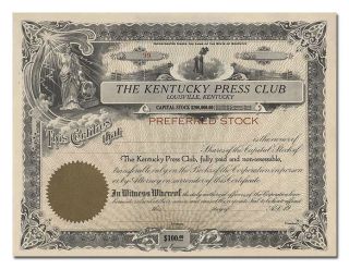 Kentucky Press Club Stock Certificate