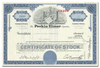 Perkin - Elmer Corp.  Stock Certificate (hubble Telescope,  Big Bird Spy Satellite)