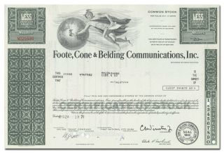 Foote,  Cone & Belding Communications,  Inc.  Stock Certificate